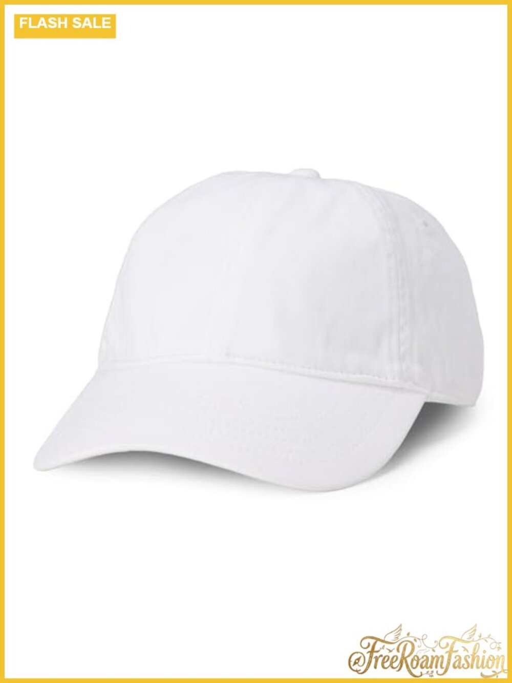 Washed Cotton Canvas Baseball Cap Adjustable Strap 6-Panel Pre-Curved Visor